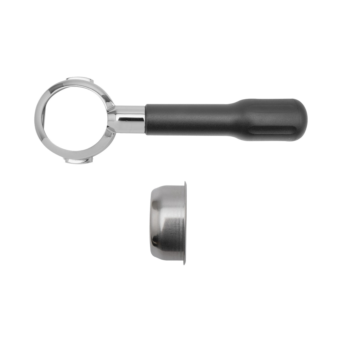 Lelit bodenloser Filterträger 57 mm, klassischer schwarzer Griff, mit Sieb (PLA570S) – Coffee Coaching Club
