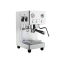 Lelit Victoria3 PL91T3 em aço inoxidável escovado com carvalho fumado, vista frontal oblíqua – Coffee Coaching Club 1