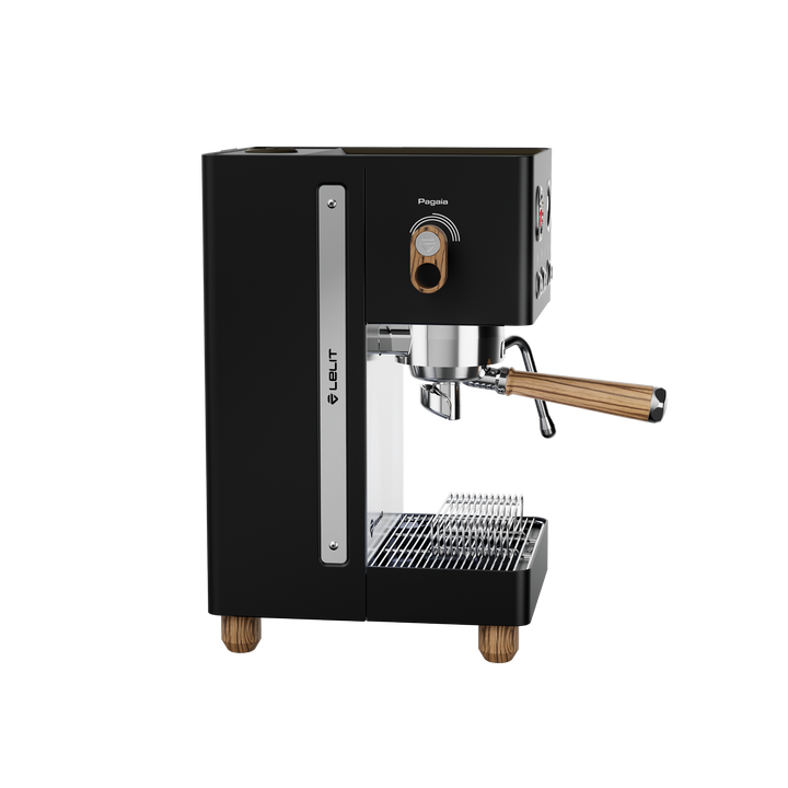 Lelit Victoria3 noire, vue latérale avec levier Pagaia en bois Zebrano – Coffee Coaching Club 5