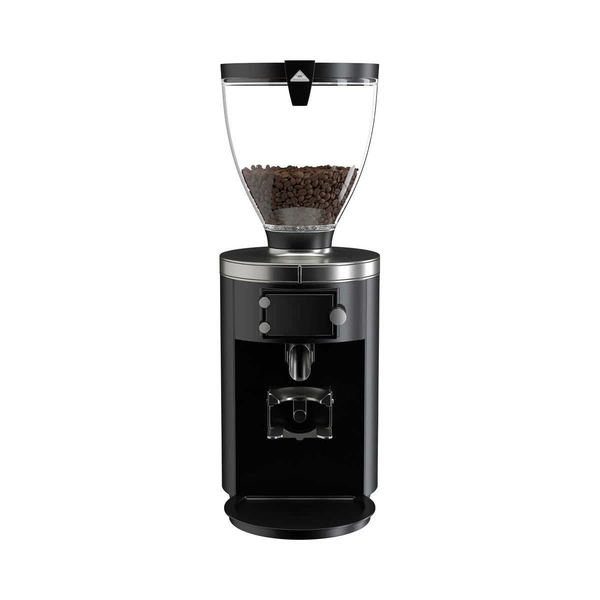 Mahlkönig E80 Supreme Espressomühle schwarz mit Bohnenbehälter, Frontansicht (707467) – Coffee Coaching Club