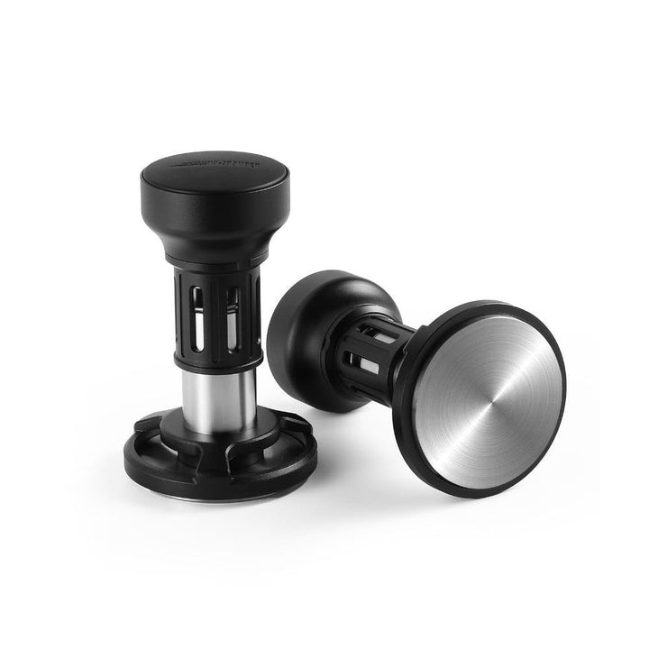 MHW-3BOMBER Yu Series Impact Tamper tamper en noir couché, avec vue sur la base plate en inox