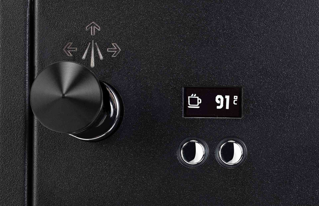 Profitec MOVE 2.0 OLED display with temperature reading and knob in black