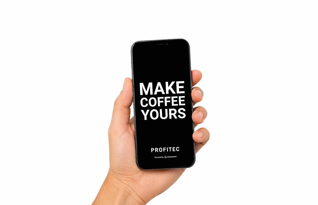 Profitec Make Coffee Yours app on a smartphone – controlling the MOVE 2.0 via Bluetooth