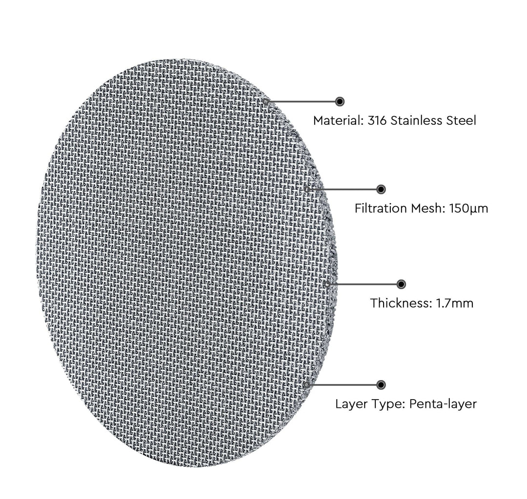 Normcore Puck Screen 58.5 mm 1,7 mm mit Angaben zu Material, Maschenweite und Lagen – Coffee Coaching Club 7