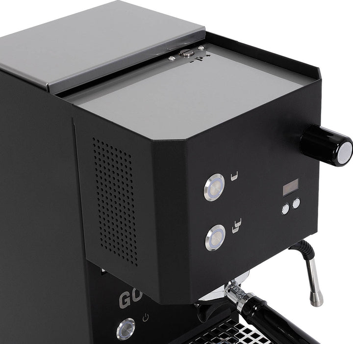 Profitec GO 2.0 Schwarz von schräg oben mit Tassenablage und Drehventil – Coffee Coaching Club 15