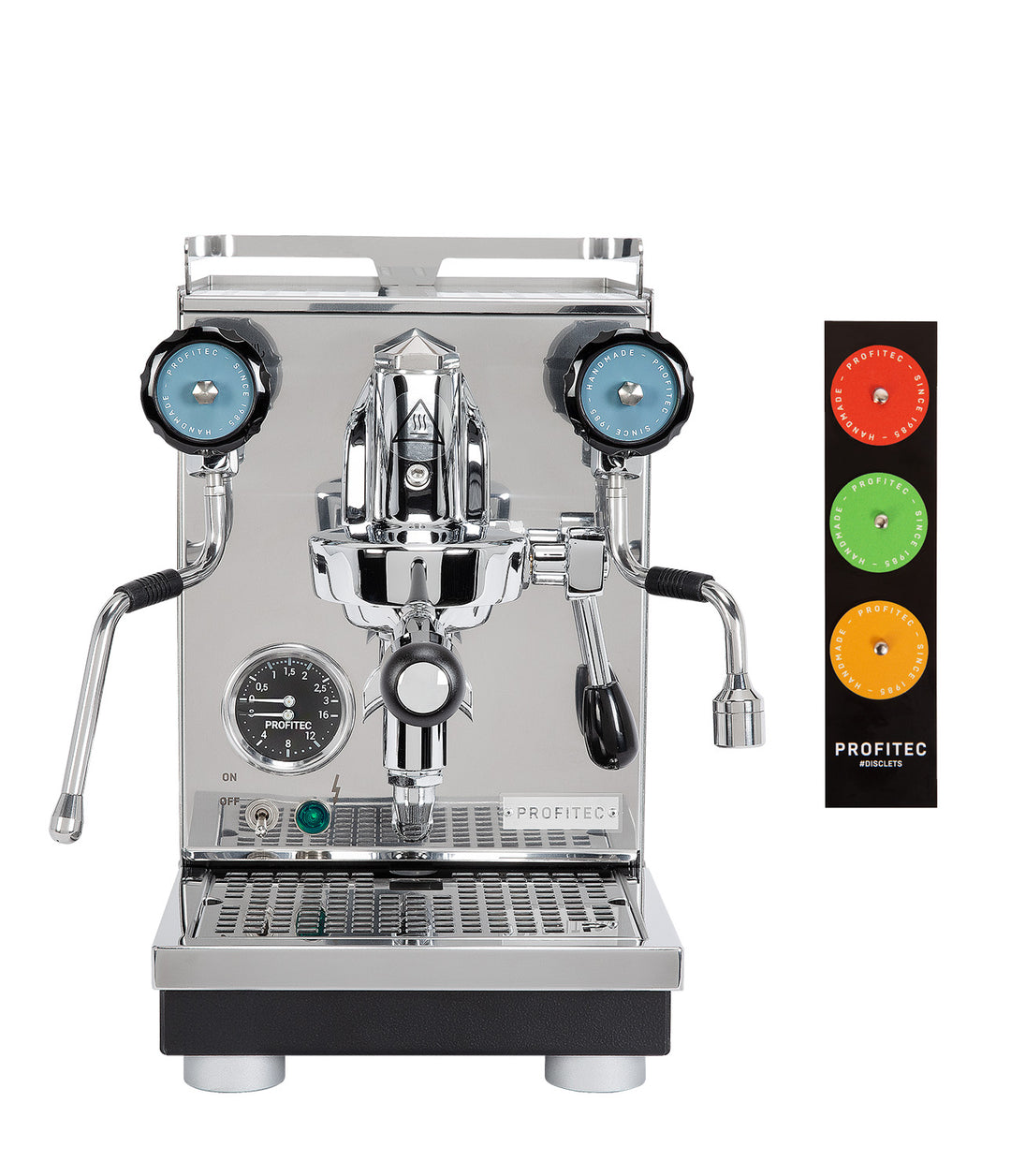 Profitec PRO 400 Frontansicht mit farbigen Ventilplättchen – Coffee Coaching Club 7