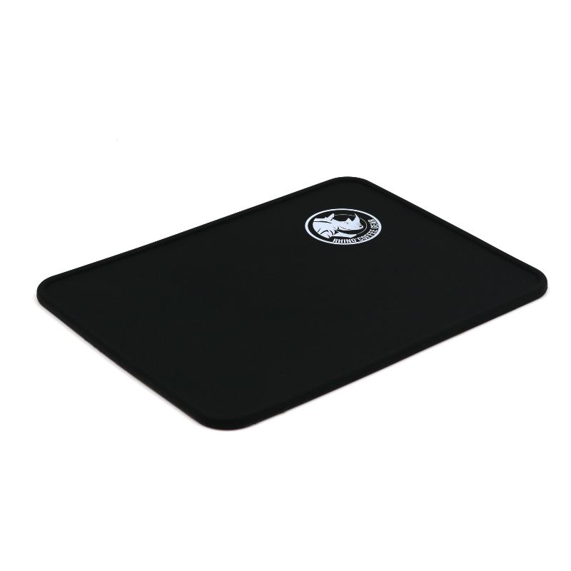 Rhino Classic Tamper Mat Bench Tampermatte in Schwarz (Black) aus lebensmittelechtem Silikonkautschuk mit Rhino-Coffee-Gear-Logo