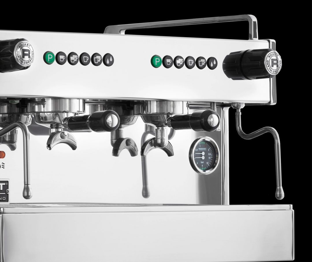 Rocket BOXER 2-Gruppig Tastenfelder, Brühgruppen und Manometer – Coffee Coaching Club 4