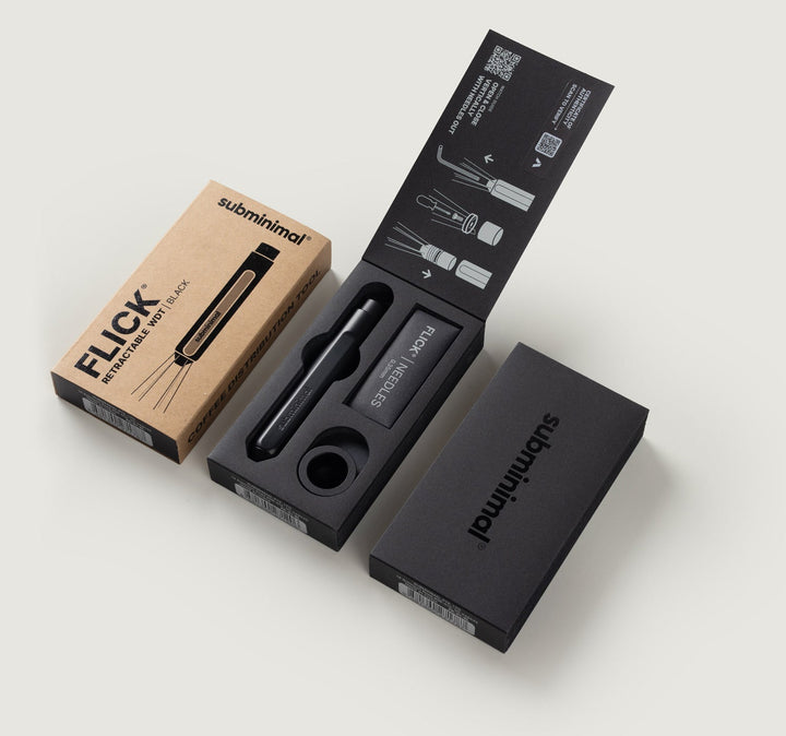 Subminimal Flick WDT Tool mit Ersatznadeln in der Verpackung – Coffee Coaching Club 13