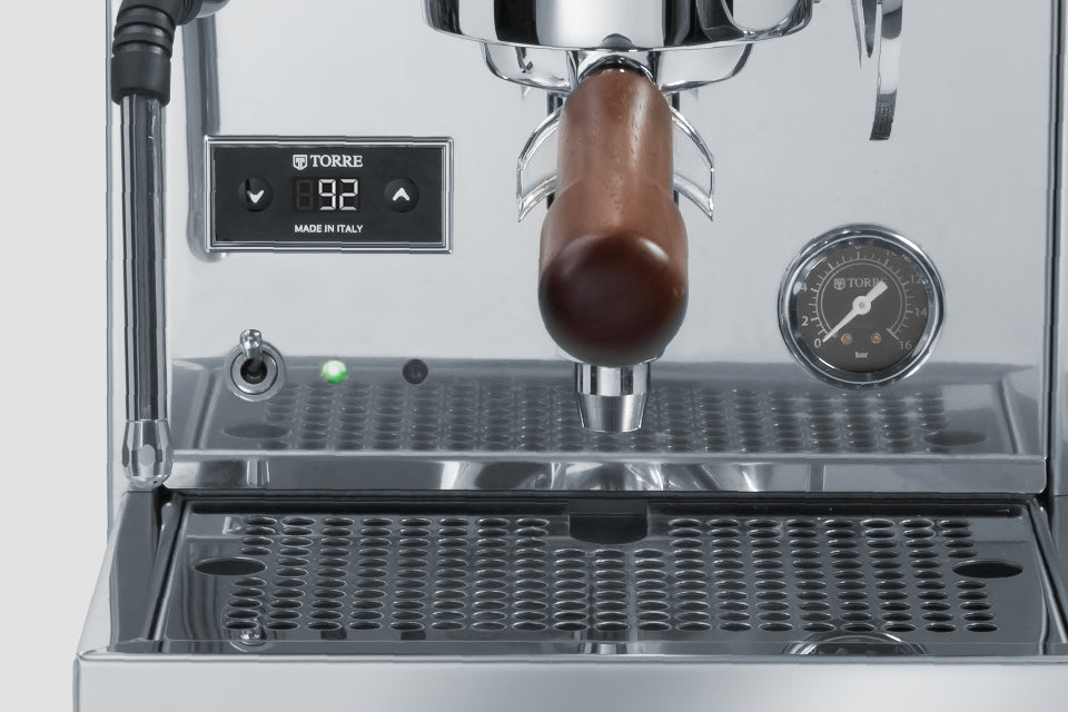 Torre Pierino Bedienfeld mit OLED-Anzeige, Siebträger und Manometer – Coffee Coaching Club 13
