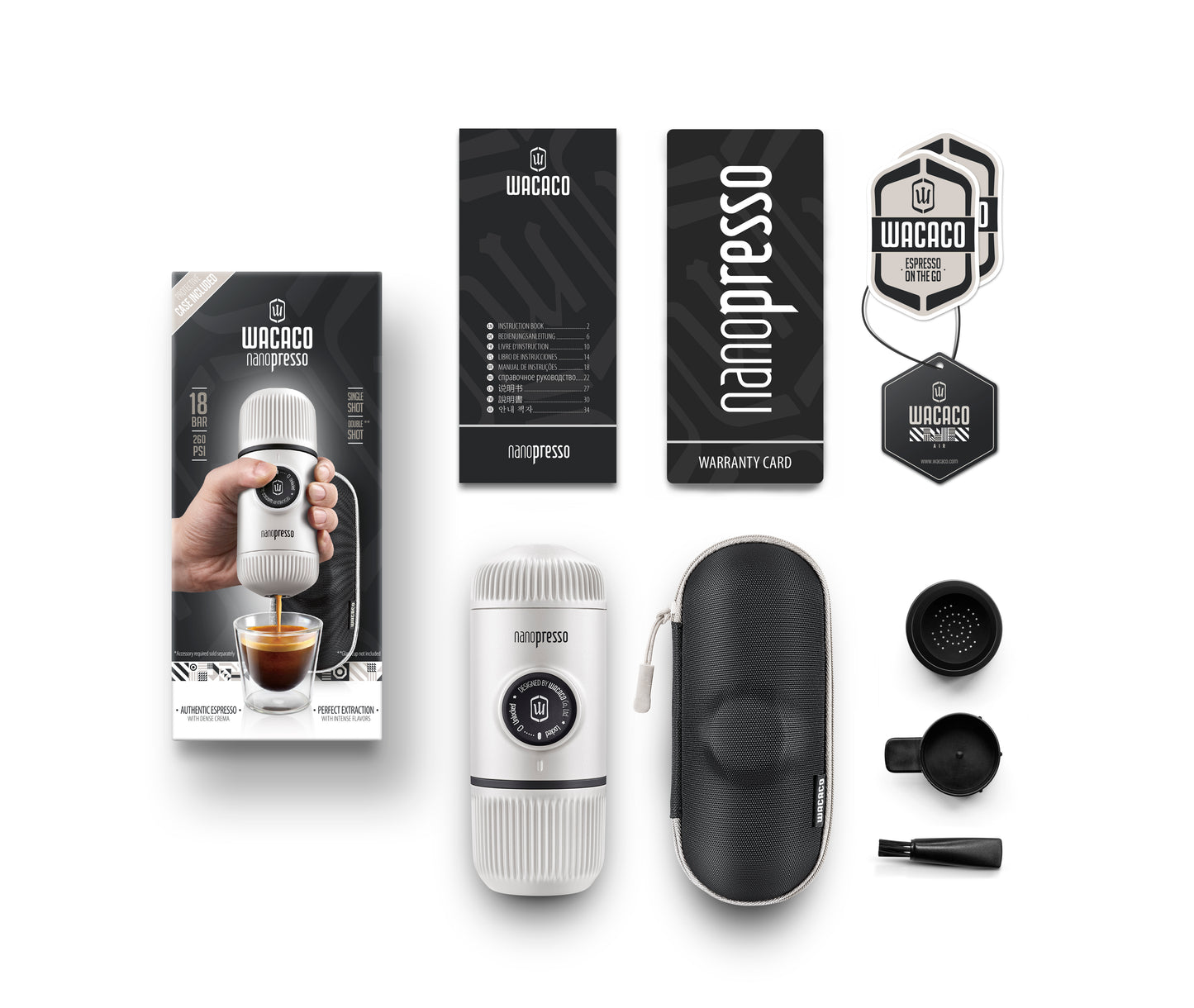 WACACO Nanopresso Tragbare Espressomaschine inkl. S-Etui/Case - Chill White - Coffee Coaching Club