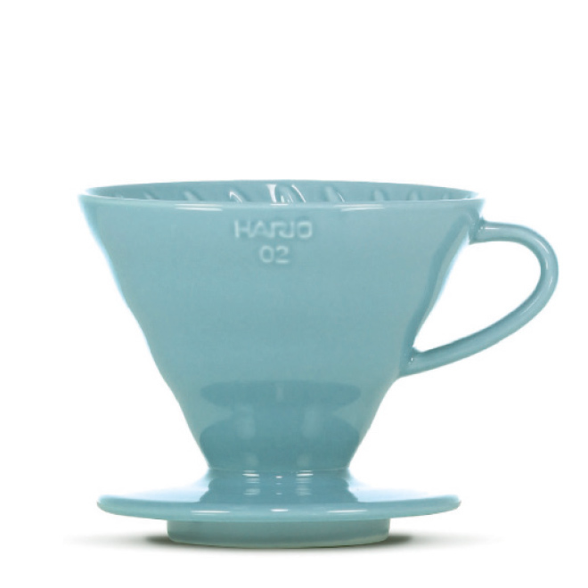 HARIO V60 Filterhalter, Porzellan, turquoise blue, 3-4 Port - Coffee Coaching Club