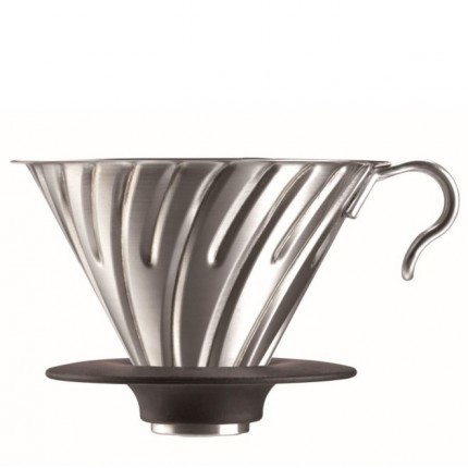 HARIO V60 Filterhalter, Metall Edelstahl, 3-4 Port. - Coffee Coaching Club