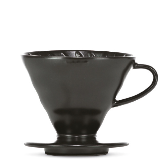 HARIO V60 Filterhalter, Porzellan, matt black, 3-4 Port - Coffee Coaching Club