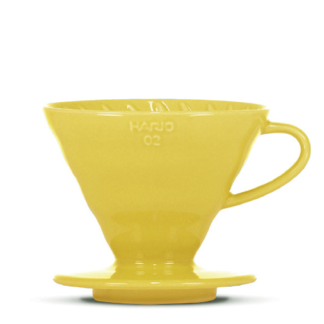 HARIO V60 Filterhalter, Porzellan, yellow, 3-4 Port - Coffee Coaching Club